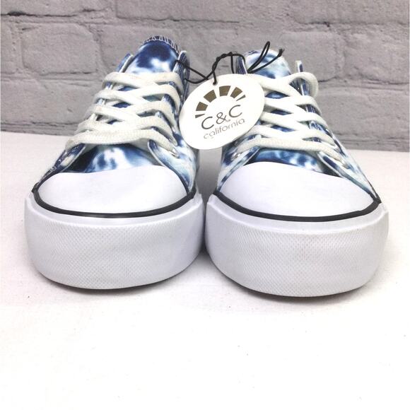 C &C California Blue Tie Dye Platform Lace Up Fashion Sneaker Women's 11M - Picture 6 of 14